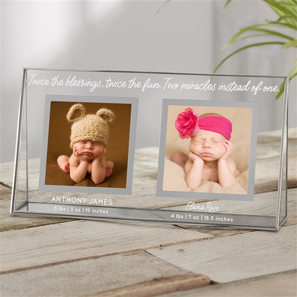 Twins Personalized Double Photo Glass Picture Frame - 34136