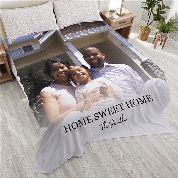 Photo Message For Family Personalized 90x108 Plush Fleece Blanket