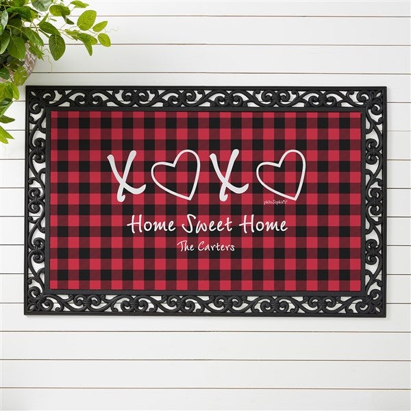 XoXo Red & Black Buffalo Check by philoSophie's Personalized Doormats - 34216