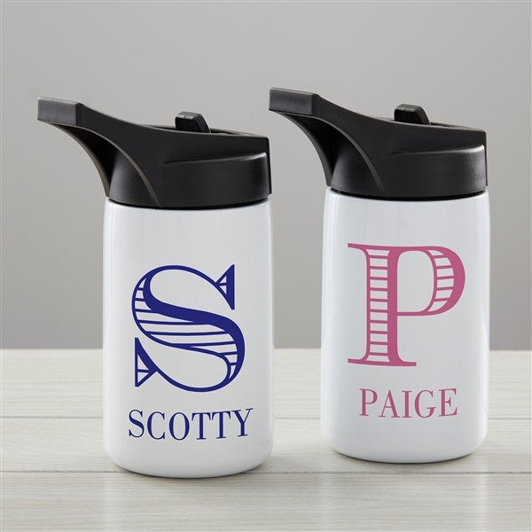 Striped Monogram Personalized Double-Wall Vacuum Insulated Water Bottle - 34256