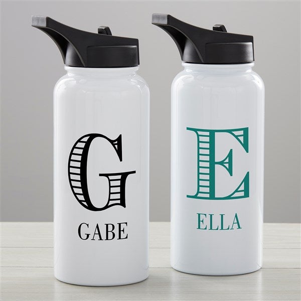 Striped Monogram Personalized Double-Wall Vacuum Insulated Water Bottle - 34256