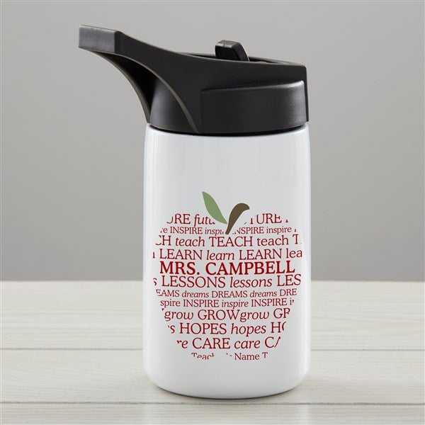 Teachers Apple Scroll Personalized Double-Wall Vacuum Insulated Water Bottle - 34263