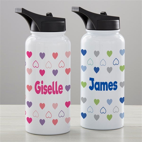 Hearts Personalized Double-Wall Vacuum Insulated Water Bottle - 34264