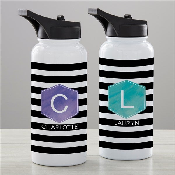 Modern Stripe Personalized Double-Wall Vacuum Insulated Water Bottles - 34270