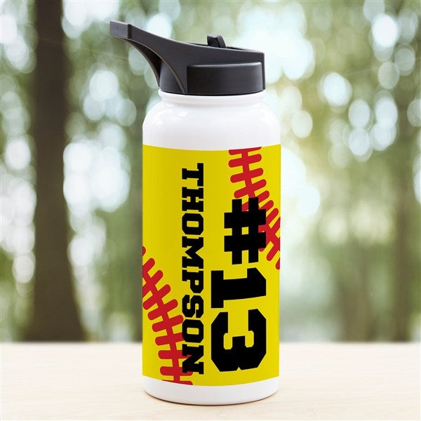 Softball Personalized Double-Wall Vacuum Insulated Water Bottle  - 34275