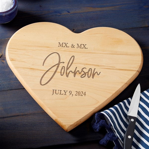 Mx. Title Personalized Heart Shaped Wedding Cutting Board - 34284