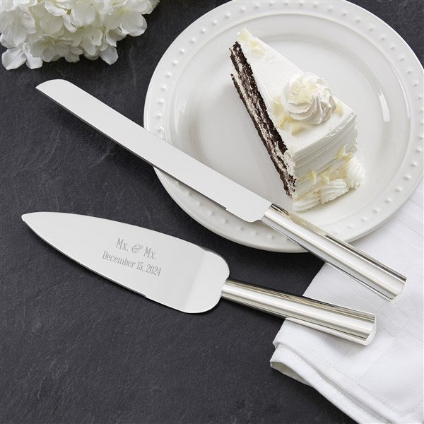 Mx. Title Engraved Wedding Cake Knife & Server Set - 34289