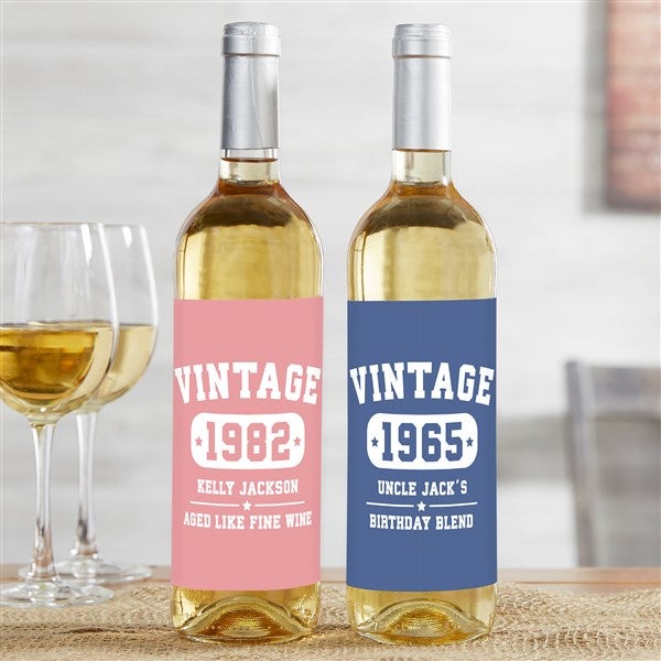 Vintage Birthday Personalized Wine Bottle Labels - 34306