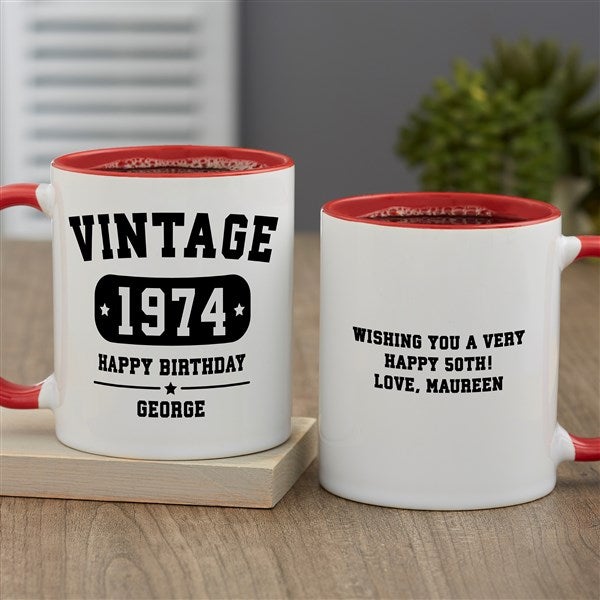 Vintage Birthday Personalized Ceramic Coffee Mugs - 34311