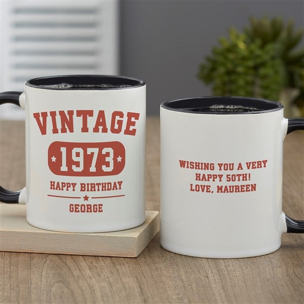 Vintage Birthday Personalized Ceramic Coffee Mugs - 34311