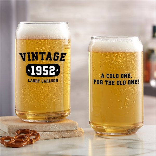 Vintage Birthday Personalized Beer Glasses - 34315