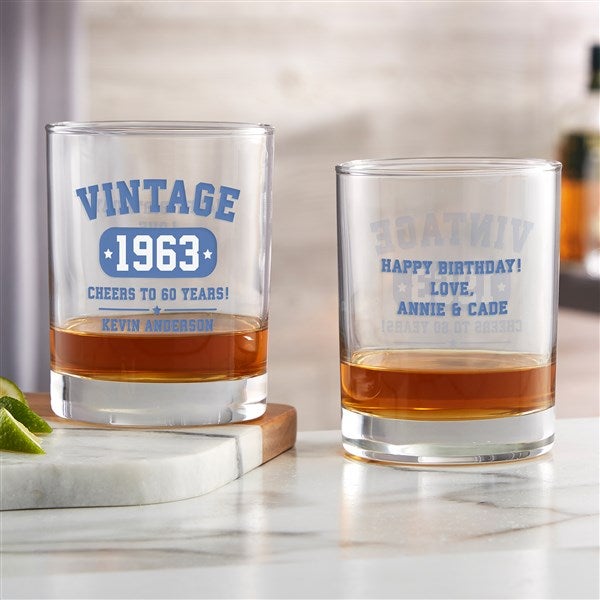Vintage Birthday Personalized Whiskey Glass - 34316