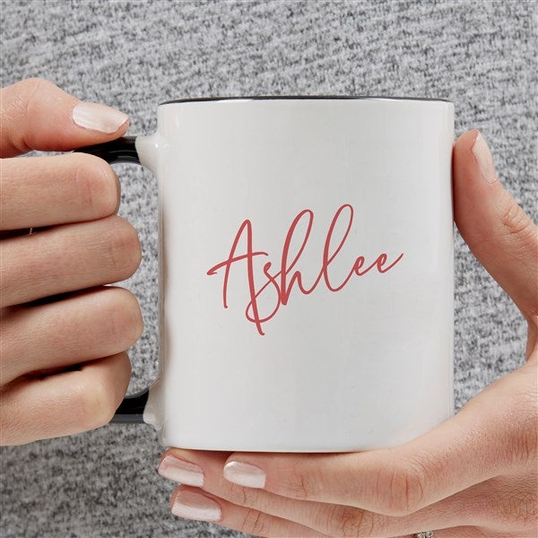 Trendy Script Name Personalized Coffee Mug 11 oz Black