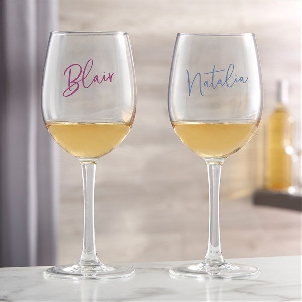 Trendy Script Name Personalized Wine Glasses - 34326