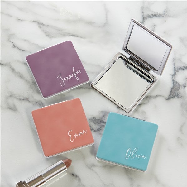 Personalized Trendy Script Compact Mirror