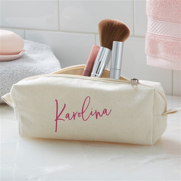 Trendy Script Personalized Canvas Cosmetic Case - 34331