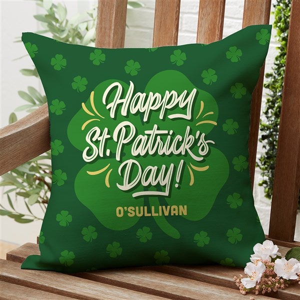 St. Patrick's Day Personalized Outdoor Throw Pillows - 34365