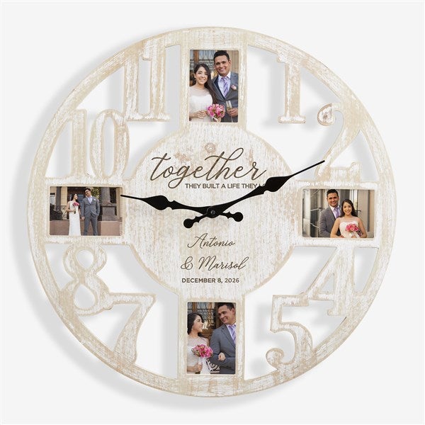 Together They Built Personalized Picture Frame Wall Clock - 34375