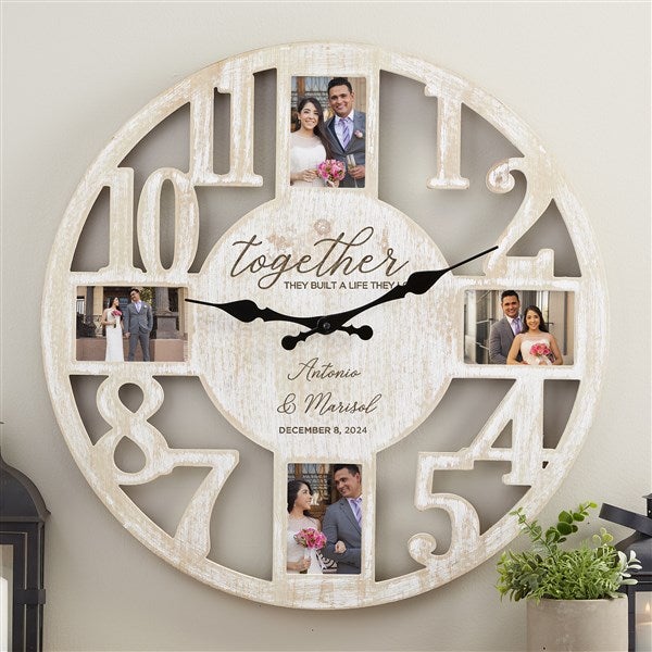 Together They Built Personalized Picture Frame Wall Clock - 34375