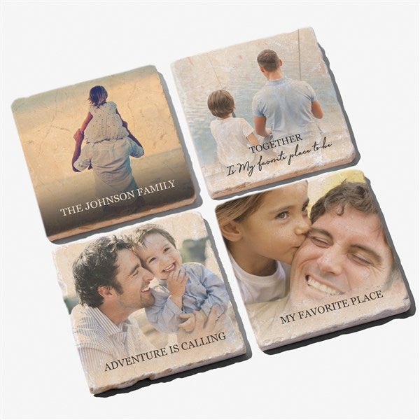 Photo Message for Him Personalized Tumbled Stone Coaster Set - 34385