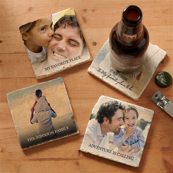 Photo Message for Him Personalized Tumbled Stone Coaster Set - 34385