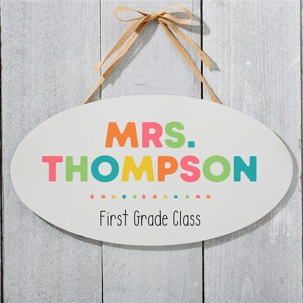 Teacher's Classroom Personalized Oval Wood Sign  - 34395