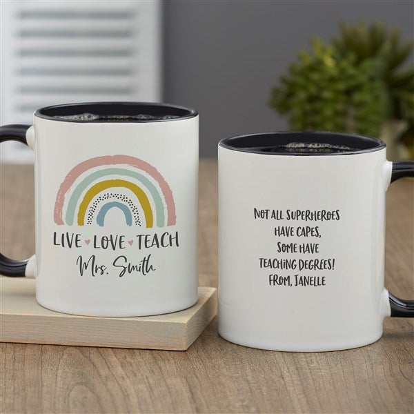 Boho Rainbow Personalized Teacher Coffee Mugs - 34396