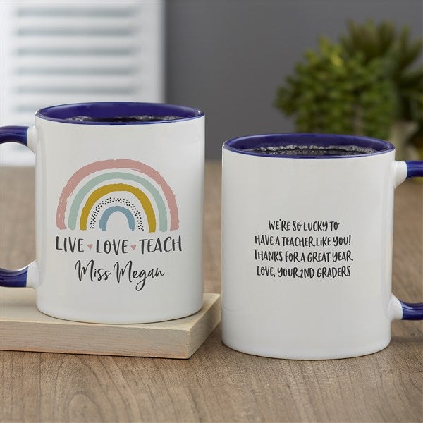 Boho Rainbow Personalized Teacher Coffee Mugs - 34396