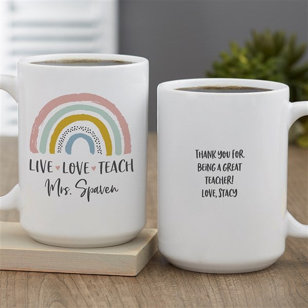 Boho Rainbow Personalized Teacher Coffee Mugs - 34396