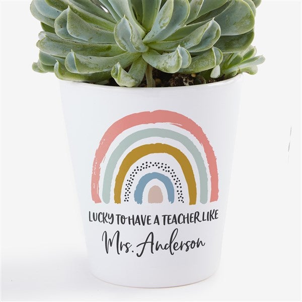 Boho Rainbow Teacher Personalized Mini Flower Pot - 34398