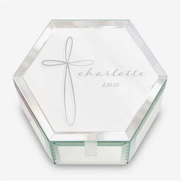Holy Name Personalized First Communion Mirrored Jewelry Box - 34412