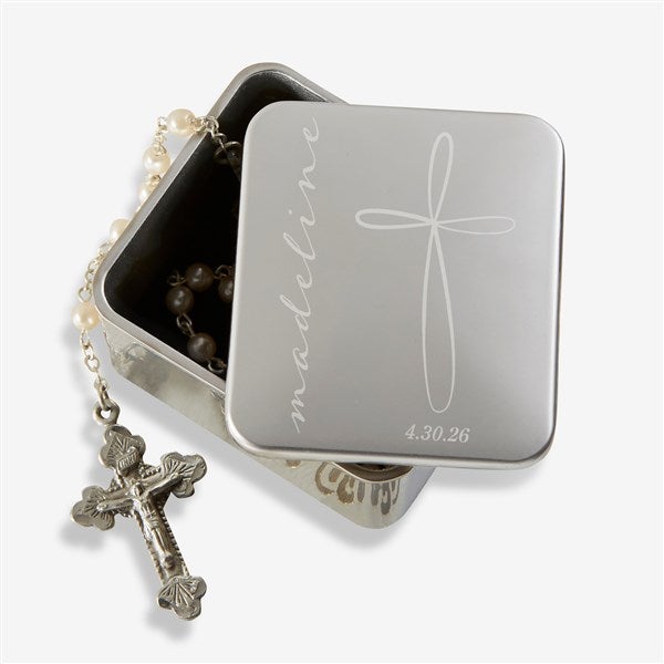 Holy Name Personalized First Communion Trinket Rosary Box - 34414