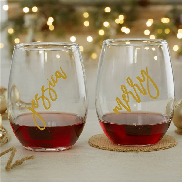 Christmas Cheers Personalized Wine Glasses - 34418