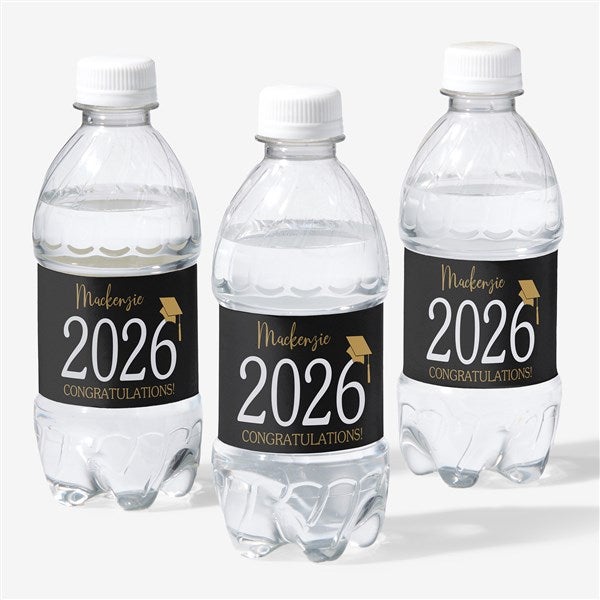Classic Graduation Personalized Water Bottle Labels  - 34428
