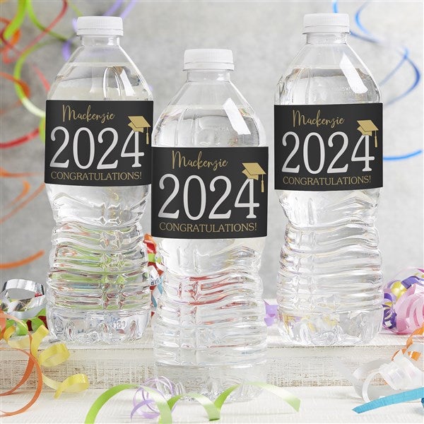 Classic Graduation Personalized Water Bottle Labels  - 34428