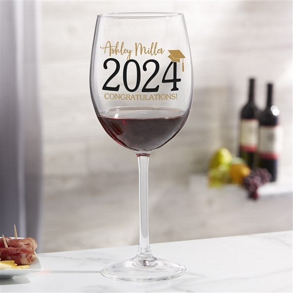Classic Graduation Personalized Wine Glasses - 34431