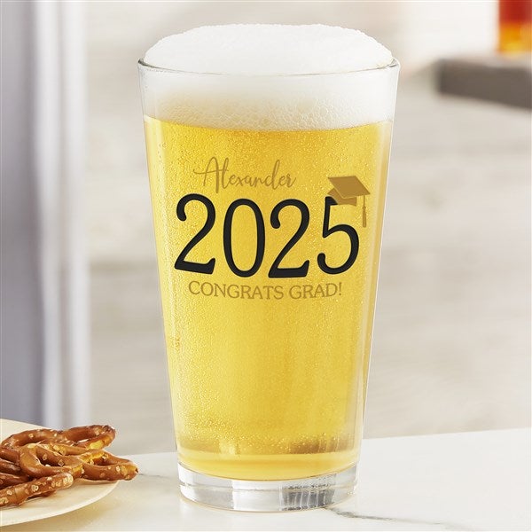 Classic Graduation Personalized Beer Glasses  - 34432