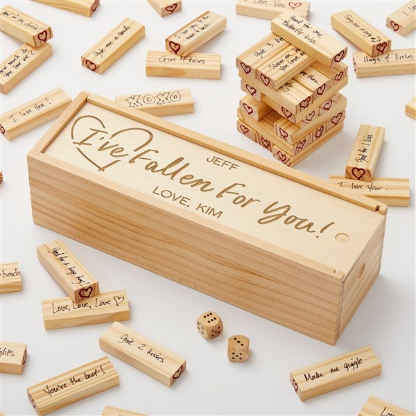 Our Love Personalized Jumbling Tower Game with Wood Case - 34481