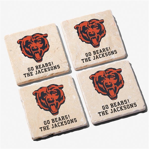 NFL Chicago Bears Personalized Tumbled Stone Coaster Set  - 34613