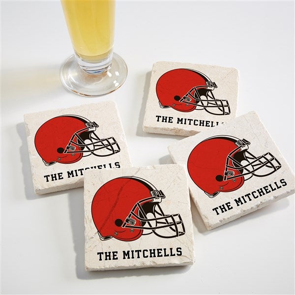 NFL Cleveland Browns Personalized Tumbled Stone Coaster Set  - 34615
