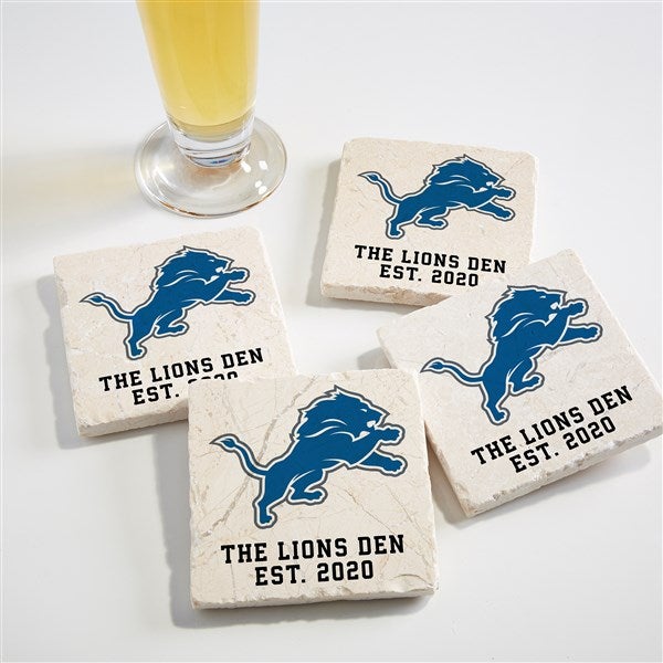 NFL Detroit Lions Personalized Tumbled Stone Coaster Set  - 34618