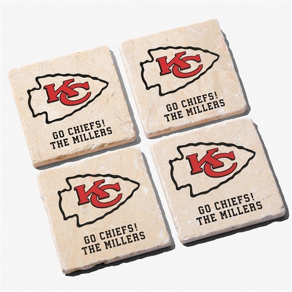 NFL Kansas City Chiefs Personalized Tumbled Stone Coaster Set  - 34623