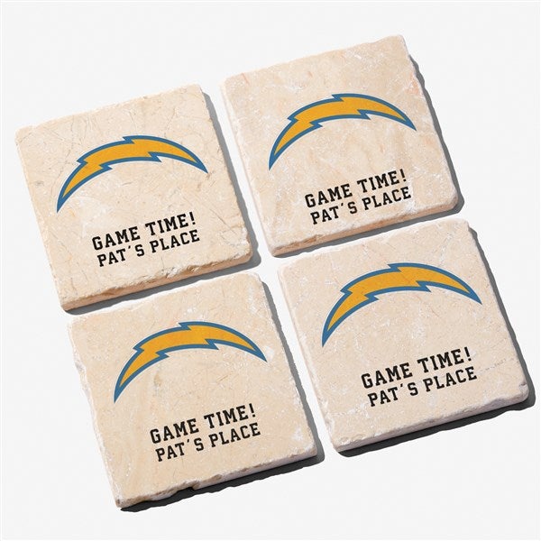 NFL Los Angeles Chargers Personalized Tumbled Stone Coaster Set  - 34624