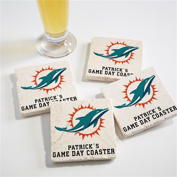 NFL Miami Dolphins Personalized Tumbled Stone Coaster Set  - 34626