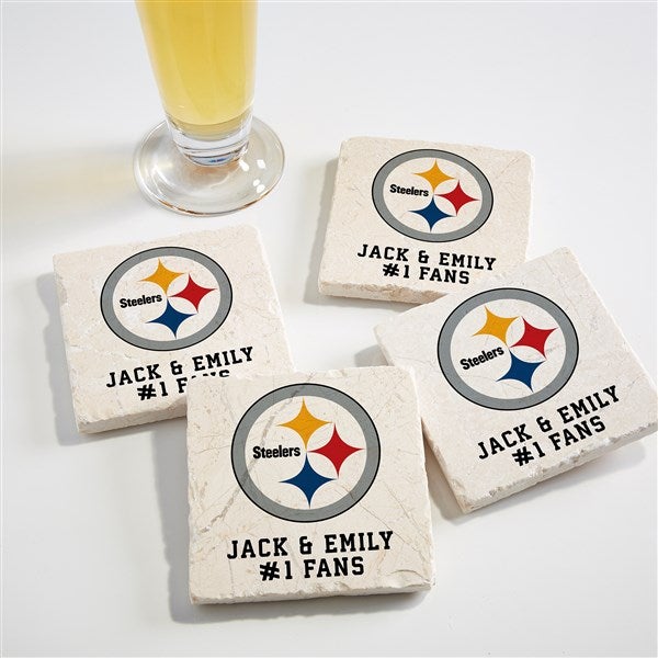 NFL Pittsburgh Steelers Personalized Tumbled Stone Coaster Set  - 34634