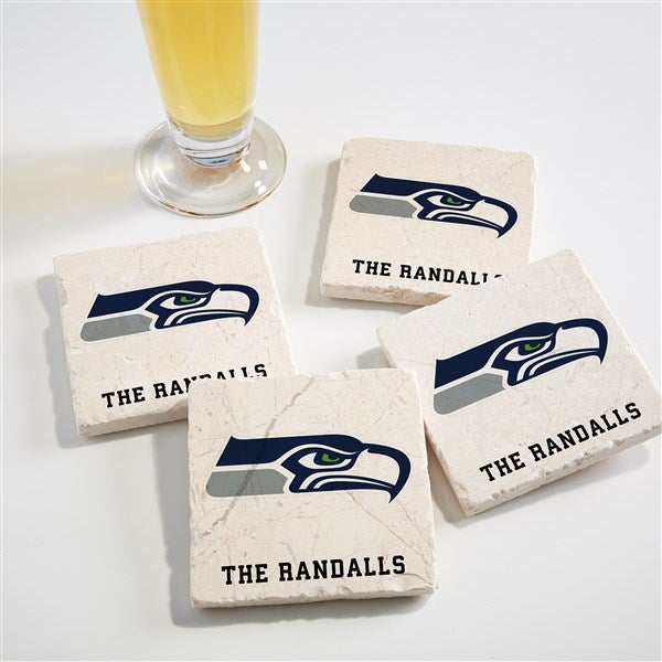 NFL Seattle Seahawks Personalized Tumbled Stone Coaster Set  - 34636