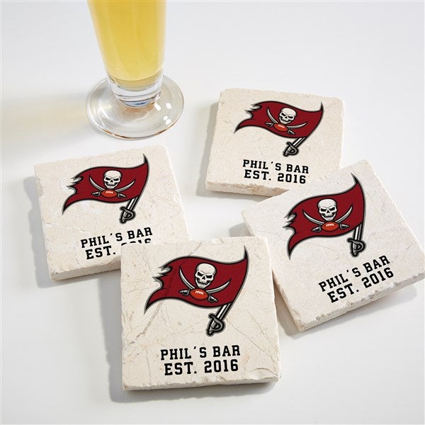 NFL Tampa Bay Buccaneers Personalized Tumbled Stone Coaster Set  - 34637