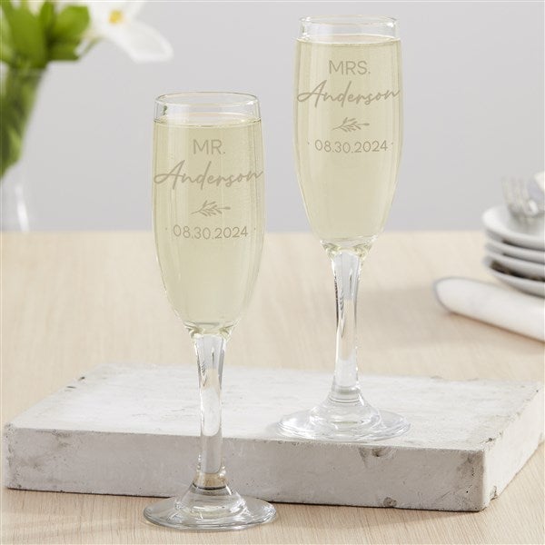 Natural Love Personalized Wedding Champagne Flute Set - 34649