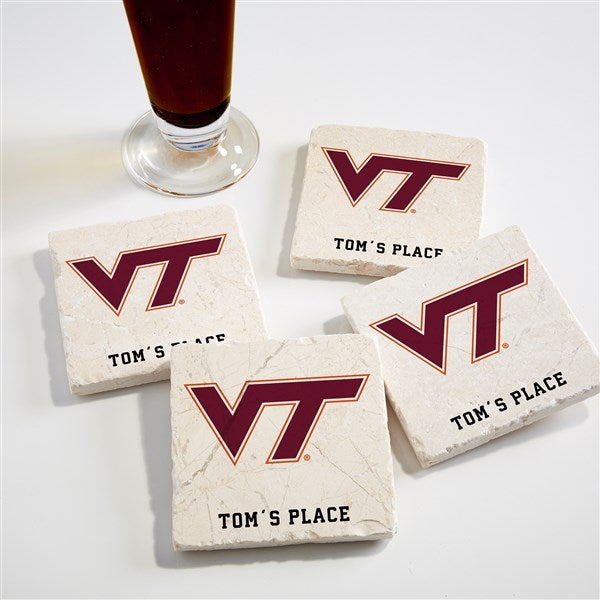 NCAA Virginia Tech Hokies Personalized Tumbled Stone Coaster Set  - 34664