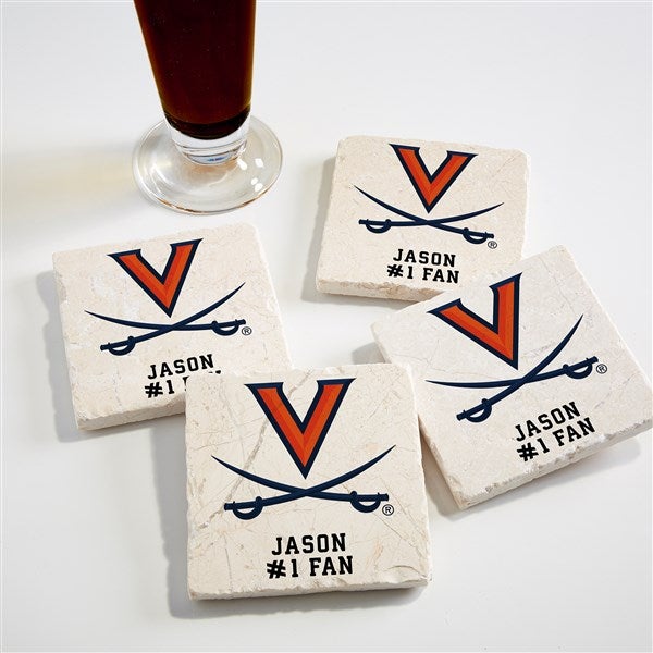 NCAA Virginia Commonwealth University Rams Personalized Tumbled Stone Coaster Set - 34667